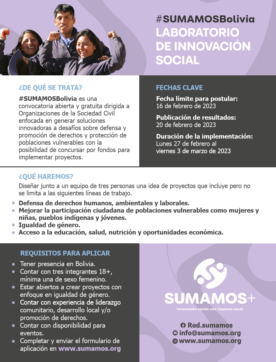 Laboratorio de innovación Social #SUMAMOSBolivia